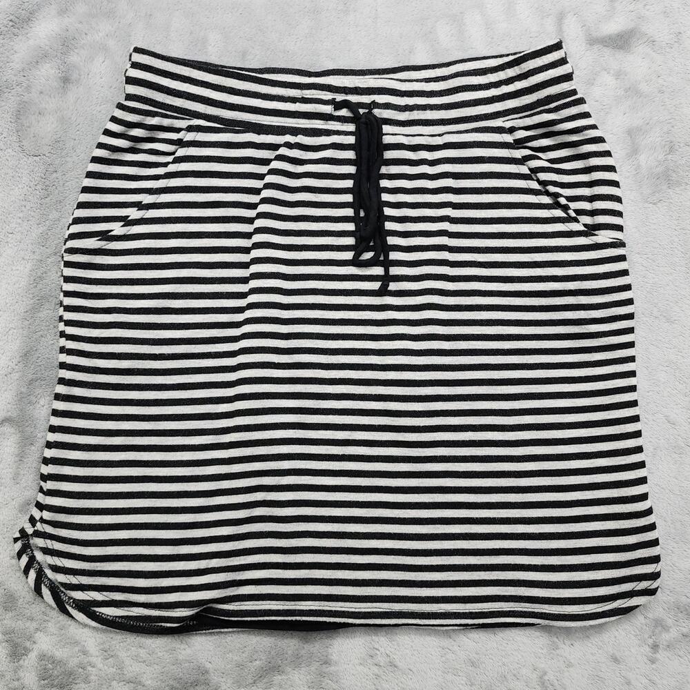 Renee C. Skirt Womens S Black Gray Striped Kaia Knit Drawstring Pockets Lined